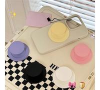 1 pezzo Supporto magnetico per telefono cellulare semplice, in colore tinta unita, con sensazione di pelle, pieghevole ed estendibile, fibbia carina di colore caramella, con magnete potente, supporto 