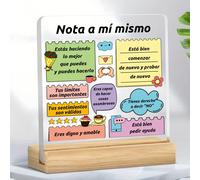 1 pezzo, Supporto per note in acrilico e legno con citazione di incoraggiamento personale "Note To Self", ornamento da scrivania ispiratore e rilassante, regalo psicologico rassicurante per ufficio e
