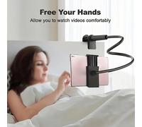 1 pezzo Supporto per tablet e telefono girevole a 360 gradi da 70 cm, base a spirale flessibile, supporto per testiera del letto, adatto per letto, crociera, Kindle, iPad, smartphone nero,Bianco,Nero