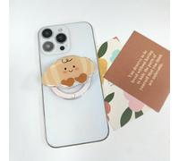 1 Pezzo Supporto per Telefono a Forma di Croissant Elegante, Fibbia Pieghevole per Dita Disegnata come Pane Sorridente, Ornamento Dolce e Femminile con Tema di Cibo Delizioso CroissantPMMA