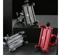 1 pezzo Supporto per telefono rotante a 360° per biciclette, motocicli, bici elettriche, manubri, supporto antiscuotimento per navigazione nero,Modello manubrio rosso,gambo nero,Stelo in argento,stelo