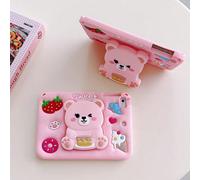 1 pezzo Supporto pieghevole per torta a forma di orso con testa grande, in silicone, unisex, minimalista e carino, con slot per penna, adatto per iPad Mini 1/2/3/4/5/6/7, Air 4/5/6/7, Pro 11, Air 1/2,