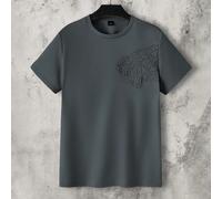 1 pezzo T-shirt casual da uomo con stampa geometrica e animale in rilievo, collo tondo, maniche corte, per vacanze, regali per la festa del papà, calcio L,M,S,XL,XS,XXL,XXSColore unicoTessuto in magli