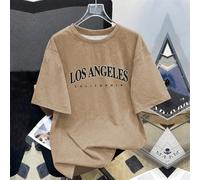 1 pezzo T-shirt da ragazzo/adolescente semplice e versatile, vestibilità ampia, per uso esterno e interno, allenamento, lavata, maniche corte, stampa grafica con scritta Los Angeles, girocollo, stagio