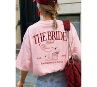 1 pezzo T-shirt estiva da donna con scollo rotondo e maniche corte, THE BRIDE, EST. 2026 con stampa. Miglior regalo per le migliori amiche, rosa casual L,M,S,XL,XS,XXLGrafico,Lettere,Prodotti alimenta
