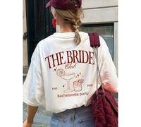 1 pezzo T-shirt estiva da donna con scollo rotondo e maniche corte, THE BRIDE, EST. 2026 stampa motivo. Miglior regalo per le migliori amiche, bianco casual L,M,S,XL,XS,XXLLetterePoliestere