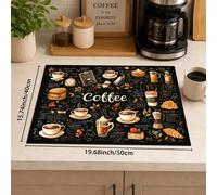 1 pezzo Tappetino assorbente e ad asciugatura rapida in terra di diatomea con motivo caffè per macchina da caffè, decorazione per cucina e casa, antiscivolo e resistente al calore, tappetino per asciu