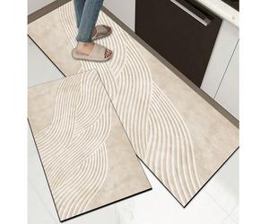 1 pezzo Tappetino da cucina in morbida gomma, spessore 3,5 mm, tappeto da cucina a righe beige, stile semplice e alla moda, tappetino da cucina assorbente, può essere rifilato per adattarsi alla cucin