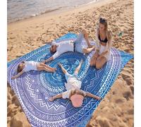 1 pezzo Tappetino da spiaggia oversize con gradiente blu viola e mandala, anti-sabbia e ad asciugatura rapida, adatto per 1-3 adulti - Tessuto in poliestere leggero e resistente - Perfetto per viaggi,