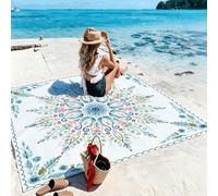 1 pezzo Tappetino da spiaggia oversize con motivo mandala bohémien, resistente alla sabbia e ad asciugatura rapida, adatto per 1-3 adulti - Tessuto in poliestere leggero e resistente - Perfetto per vi