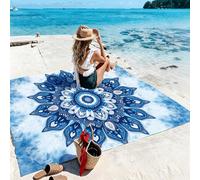 1 pezzo Tappetino da spiaggia oversize con motivo mandala bohémien, resistente alla sabbia e ad asciugatura rapida, adatto per 1-3 adulti - Tessuto in poliestere leggero e durevole - Perfetto per viag