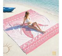 1 pezzo Tappetino da spiaggia oversize rosa a forma di tartaruga, anti-sabbia e ad asciugatura rapida, adatto per 1-3 adulti - Tessuto in poliestere leggero e resistente - Perfetto per viaggi, campegg