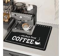 1 pezzo Tappetino per macchina da caffè - Assorbente, antiscivolo, protezione per piano di lavoro in cucina con design "Coffee First", lavabile e riutilizzabile, tappetino per asciugatura in diatomite