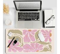 1 pezzo Tappetino per mouse extra large con motivo floreale - Elegante disegno floreale rosa e beige, tappetino da scrivania XXL in gomma, bordi cuciti, adatto per donne, artisti e giocatori, decorazi
