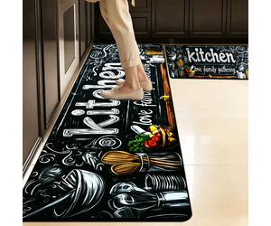 1 pezzo Tappeto da cucina con testo stile lavagna americana, materiale in terra di diatomee 3,5 mm, imbottito e assorbente, tagliabile, tappetino antiscivolo per bagno, giardino esterno, corridoio, de