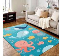 1 pezzo Tappeto decorativo educativo multifunzionale e carino con elementi del mondo marino, integrando forme, lettere, numeri, animali, stagioni e altri elementi cognitivi, abbinato a motivi a tracci