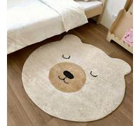 1 pezzo Tappeto rotondo morbido e decorativo con disegni di orso e leone carini, adatto per camera da letto di adolescenti, soggiorno o area giochi, tappeto da camera da letto | Decorazione camera ado