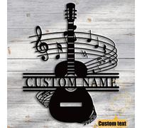 1 pezzo Targa da parete in metallo personalizzata a forma di chitarra - Targa personalizzata per studio di musica, stile moderno, decorazione da parete multiuso, senza elettricità richiesta, decorazio