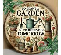 1 pezzo Targa decorativa in metallo con la scritta "Piantare un giardino è come seminare speranza per il futuro", dimensioni 20x20cm (8x8 pollici) 1 pz 20 * 20 cmFerro