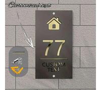 1 pezzo Targa del numero civico in acrilico personalizzata - Targa dell'indirizzo personalizzata 3D cava in nero e oro per casa, appartamento, negozio | Carattere moderno, resistente alle intemperie, 