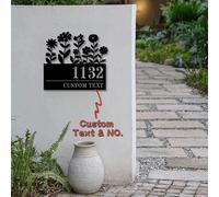 1 pezzo Targa del numero civico personalizzata con fiori, targa di indirizzo appesa a parete in ferro, cartello stradale in metallo personalizzato, decorazione multiuso per la casa, ideale come regalo