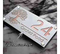 1 pezzo Targa per porta in acrilico 3D personalizzabile con disegno dell'albero della vita - Targa personalizzata per numero civico e nome, numeri galleggianti per decorazione casa e ufficio, facile i