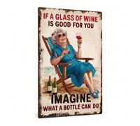 1 pezzo Targa Vintage in Metallo, Se un bicchiere di vino fa bene, immagina cosa possa fare una bottiglia, Decorazione da parete per casa, fattoria, club, man cave, bar, pub, regalo Tagli Unica,3 capi