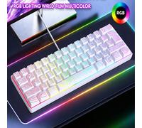 1 pezzo Tastiera da gioco mini con 61 tasti, dotata di retroilluminazione RGB reale. Adatta per giocatori di computer, dattilografi, viaggiatori e viaggi d'affari. Alimentazione USB ABS