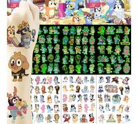 1 pezzo Tatuaggi temporanei della famiglia e degli amici di Blueys, cartone animato, luminoso al buio, forniture per feste kawaii, adesivi luminosi, Bluey, Bingo, cane, Coco, Rusty, Muffin, adesivo pe