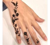 1 pezzo Tatuaggio temporaneo elegante e alla moda, resistente all'acqua! Glitter floreale e motivo a viticcio, effetto henné dipinto a mano, per la pelle, dura 5-7 giorni, stile sketch HalloweenCarta 