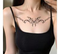 1 pezzo Tatuaggio temporaneo resistente all'acqua e al sudore, adesivo in PVC con disegno di ali di farfalla alla moda, adatto per uso quotidiano Animale,Blocchi di colorePolicloruri di vinile