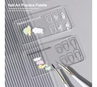 1 pezzo Tavolozza per esercitarsi con l'arte delle unghie - Tavolozza trasparente riutilizzabile per esercitarsi, stencil per unghie per principianti, senza profumo, strumenti di design spessi con acc