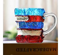 1 pezzo Tazza a forma di libro dipinta, Tazza in vetro a forma di libro 3D/Tazza a forma di libri impilati - Regalo per amanti della letteratura, onnivori di libri, lettori, scrittori e appassionati d
