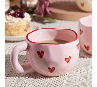 1 pezzo Tazza da caffè in ceramica a forma di cuore, perfetta per caffè, tè e latte, lavabile in lavastoviglie e microonde, ideale come regalo per San Valentino, anniversario, matrimonio o per il rito