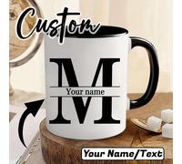 1 pezzo Tazza da caffè personalizzata con lettera da A a Z - Tazza personalizzata, tazza in ceramica, tazza da novità, tazza da tè bianca, articoli da bere estivi e invernali, regalo di compleanno, re
