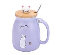 1 Pezzo Tazza da Tè Tazza Per Gatti Roba Kawaii, Tazze Carine Tazza da Caffè Tazze di Natale Tazza da Tè con Coperchio Cucchiaio Roba Carina Regali Per Gatti Regali di Natale Per Donne Ragazza(深蓝色)