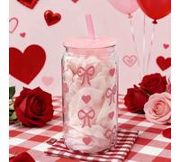 1 pezzo Tazza di plastica rosa da 16 once con coperchio e cannuccia, ideale per caffè freddo, bevande portatili, succhi e frullati. Regalo perfetto per signore e sorelle, adatto per ufficio, ritorno a