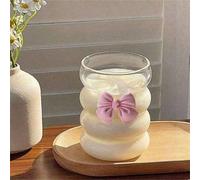 1 pezzo, Tazza di vetro a spirale da 350 ml, tazza a forma di bruco stile Ins, adatta per tè matcha, americano ghiacciato, cappuccino, ottimo regalo di compleanno e per il ritorno a scuola Stile fiocc