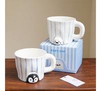 1 pezzo Tazza in ceramica con simpatico foca, tazza da caffè con pinguino a righe, caratterizzata da eleganti motivi realizzati a mano; ideale per la decorazione della casa e la tavola, come tazze per