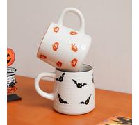 1 pezzo Tazza in ceramica da 7oz/14.8oz per Ognissanti, tazza da caffè con motivo a cerchi, elegante design con zucca e pipistrello, tazza da espresso di piccola capacità, adatta per la decorazione do