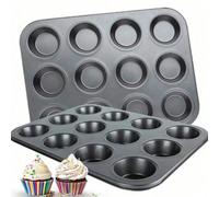 1 pezzo Teglia per muffin antiaderente da 12/6/4 tazze con pirottini, pirottini in silicone riutilizzabili, stampo da forno, utensile da forno facile da pulire, ideale per panettoni natalizi 2025/brow