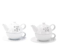 1 Pezzo Teiera con Tazza in Ceramica Bianco 2 Decori Disponibili