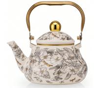 1 pezzo Teiera in smalto, Teiera grande, Set da tè resistente ad alte temperature, utilizzabile su fuoco aperto, adatto per piano a induzione Bollitore smaltato in stile da 1,7 l,Vaso smaltato con fio