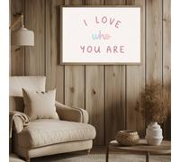 1 pezzo Tela dipinta - Articoli per bambini, stampa arcobaleno pastello ispiratore: Ti amo così come sei, opera d'arte incorniciata per la parete della nursery, perfettamente adatta per la decorazione