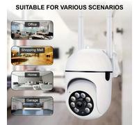 1 pezzo Telecamera di sicurezza senza fili 1080P Full HD da interni ed esterni, 2.4G/WiFi, visione panoramica a 360°, rilevamento del movimento e allarme, audio bidirezionale e illuminazione notturna,