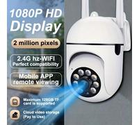 1 pezzo Telecamera di sicurezza senza fili Ultra HD 1080P 2.4G WiFi, per interni ed esterni, con rotazione 355°, include adattatore di alimentazione, supporta zoom digitale 5x, visione notturna a colo