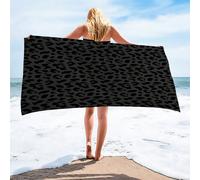 1 pezzo Telo da spiaggia con stampa digitale leopardata nero e grigio - Super assorbente e in fibra ultra fine, tessuto a maglia moderno, ideale per spiaggia estiva, nuoto e campeggio, coperta da spia