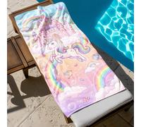 1 pezzo Telo da spiaggia per bambini con castello arcobaleno e unicorno da sogno, in microfibra super morbida e extra large, super assorbente, adatto per viaggi, piscina, immersioni, surf, yoga, campe
