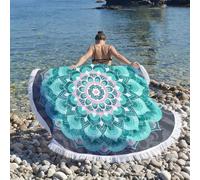 1 pezzo Telo da spiaggia rotondo con motivo mandala, realizzato in materiale in poliestere con proprietà di assorbimento rapido dell'umidità e asciugatura. Adatto per esigenze degli adulti come la med