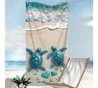 1 pezzo Telo mare con stampa di tartaruga, stella marina e cuore, asciugamano in microfibra super assorbente adatto per spiaggia, bagno e viaggio 80*160,90*180,70*140,40*80 molto piccoloTessuto
